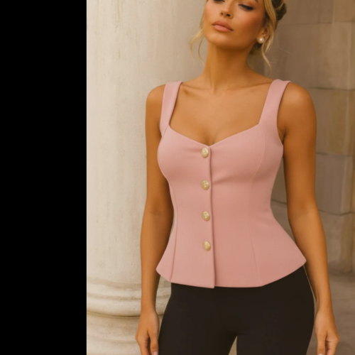 Button Down Peplum Top