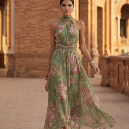 Floral Halter Maxi Dress