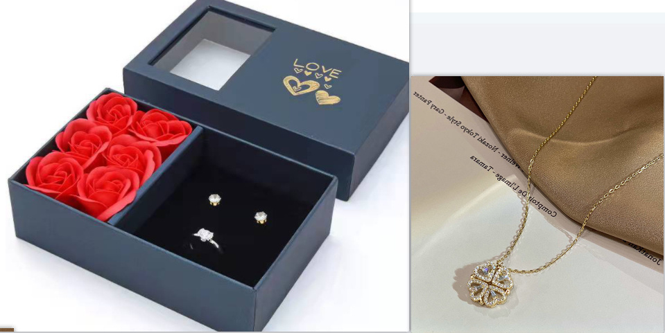 Magnetic Folding Heart Shaped Four Leaf Clover Pendant 10 Magnetic Folding Heart Shaped Four Leaf Clover Pendant - Image 10