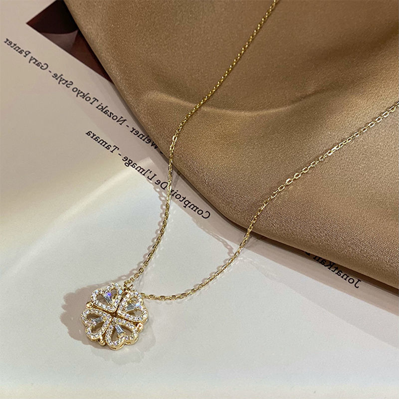 Magnetic Folding Heart Shaped Four Leaf Clover Pendant 8 Magnetic Folding Heart Shaped Four Leaf Clover Pendant - Image 8