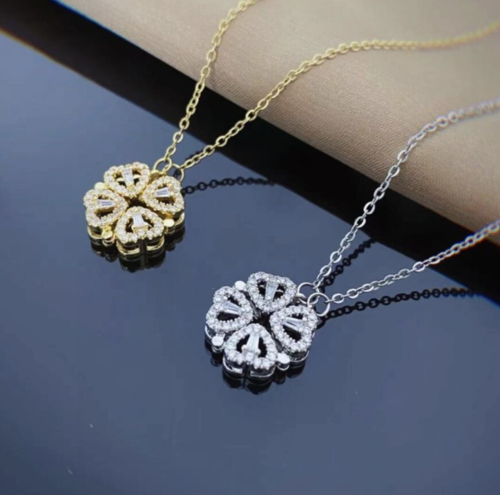 Magnetic Folding Heart Shaped Four Leaf Clover Pendant 6 Magnetic Folding Heart Shaped Four Leaf Clover Pendant - Image 6