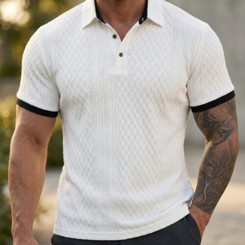 Textured Knit Polo Shirt